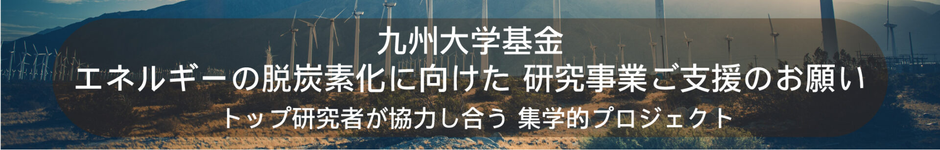 九州大学基金エネルギーの脱炭素化に向けた 研究事業ご支援のお願い